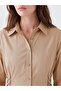 Özmarka New Season Beige Modal Blend Shirt Dress with Tie Detail - 3