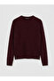 Lcw Modest Burgundy Hair Braid Patterned Women's Knitwear Sweater - 5