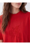 Lcw Modest Red Crew Neck Embroidered 100% Cotton Women's T-Shirt - 3