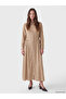 Özmarka New Season Beige Modal Blend Shirt Dress with Tie Detail