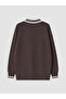 Brown Polo Neck Oversize Women's Sweatshirt Tunic - 7