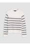 Ozmarka New Season Gray Crew Neck Striped Women's Knitwear Sweater - 5