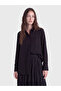 Black Polka Dot Satin Women's Shirt Tunic - 3