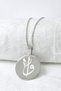 Silver Color 3 cm Double Sided Vav Evil Eye Verse & Elif Vav Stainless Steel Necklace – 60 cm Thin Accordion Ghost Chain - 3