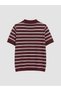 Ozmarka New Season Burgundy Polo Collar Striped Women's Knitwear Sweater - 6