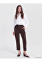 Özmarka New Season Brown Women's Trousers with Elastic Waist