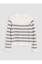 Ozmarka New Season Gray Crew Neck Striped Women's Knitwear Sweater - 7