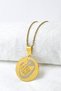 Gold Color 3 cm Double Sided Vav Evil Eye Verse & Elif Vav Stainless Steel Necklace – 60 cm Thin Accordion Ghost Chain