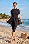 Hijab Swimsuit with Zippered Tights, High Neck, Semi-Closed - 2