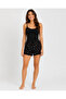 Women's Black Flexible Viscose Combed Cotton Shorts with Ruffled Hem