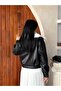 Women's Leather Jacket with Fur Collar Detail - 4