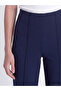 Ozmarka New Season Navy Blue High Waist Slim Fit Women's Trousers - 3