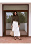 Lcw Modest Ecru Elastic Waist Gabardine Flared Skirt