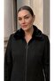 Fur-Collared Steel Knitted Women's Coat - 3