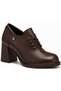 Kalamos Genuine Leather Comfort Orthopedic Women's Classic Heeled Shoes Brown - 3