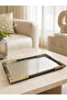 Antique Gold Metal Detailed Mirrored Decorative Tray 37X25 cm with Mesh Frame Presentation Tray and Coffee Table Accessory - 2