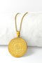 Gold Color 3 cm Double Sided Esmaül Hüsna & Hilye-I Şerif Stainless Steel Necklace 60 cm Chain