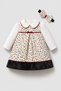 Baby Girl Ecru Spotted Chanel Cotton Dress - 2