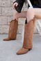 Sierra Women's Tan Western Cowboy Heeled Suede Trousers Boots - 3