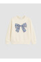 Ecru Bowknot Thick Sweatshirt for Girls