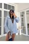 Striped Waist Drawstring Zippered Raincoat - 2