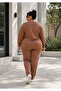 Plus Size Soft Texture Flexible Loose Comfortable Tracksuit Set - 3