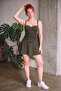 Adjustable Strap Gathered Draped Swimsuit Dress with Shorts - 4