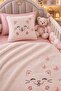 4-Piece Baby Set with 3D Butterfly and Cat Embroidered Plush Blanket - 3