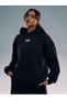 Women's Black Oversize Hoodie Sweatshirt Hooded Relaxed Fit Casual Sports Top