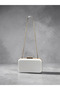 Bridal Bag Ecru Pearl White Striped Satin Gold Detailed Crystal Stone Women's Evening Dress Bag Wedding Engagement Graduation - 5