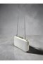 Bridal Bag Ecru Pearl White Striped Satin Silver Detailed Crystal Stone Women's Evening Dress Bag Wedding Engagement Graduation - 7