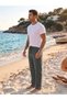 Men's Linen Blend Comfortable Cut Pants with Elastic Waist (Lightly Textured & Pockets) - 4