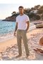 Men's Linen Blend Comfortable Cut Pants with Elastic Waist (Lightly Textured & Pockets)