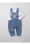 Long Sleeve Panda Figure and Embroidered Seasonal Salopet for Girls and Boys Baby Kids 2-Piece Set - 2