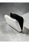 Bridal Bag Ecru Pearl White Striped Satin Silver Detailed Crystal Stone Women's Evening Dress Bag Wedding Engagement Graduation - 4