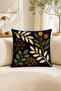 3D Embroidery-Look Floral and Leaf Pattern Digital Printed Decorative Throw Pillow Cover– (Double-Sided) - 5