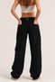 New Season High Waist Baggy Jean Pants with Belt Buckle and Knee Seam Detail - 2
