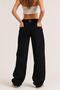 New Season High Waist Baggy Jean Pants with Belt Buckle and Knee Seam Detail - 2