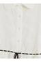 White Women's Shirt with Embroidered Tie Detail - 8