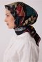 Tivil Silk Scarf 4415 87 Black Flower Pattern - 2