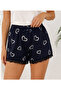 Women's Navy Blue Flexible Viscose Combed Cotton Shorts with Ruffled Hem - 5