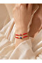 Women's Red Beaded Gold Blue and Red Evil Eye Beaded Double Bracelet - 2