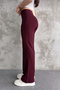 Women's Burgundy High Waist Front Stitched Spanish Flare Fabric Trousers - 3