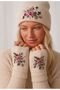 Women's Basic Wool Beret and Glove Set with Embroidery for Winter - 3