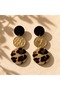 Leopard Patterned Leather Dangle Earrings - 2