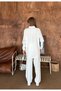 Women's Shirt with Bead Embroidery on Front and Sleeves, Standard Pants Size Suit - 7