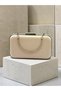 Skin Color Striped Satin Silver Detailed Crystal Stone Chain Strap Women's Evening Dress Bag Wedding Engagement Graduation - 6