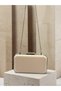 Skin Color Striped Satin Silver Detailed Crystal Stone Chain Strap Women's Evening Dress Bag Wedding Engagement Graduation - 5