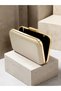Skin Color Striped Satin Gold Detailed Crystal Stone Chain Strap Women's Evening Dress Bag Wedding Engagement Graduation - 4