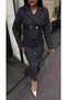 Women's Tweed Jacket Skirt Set Double-Breasted Gold Buttoned Shiny Stylish Two-Piece Set